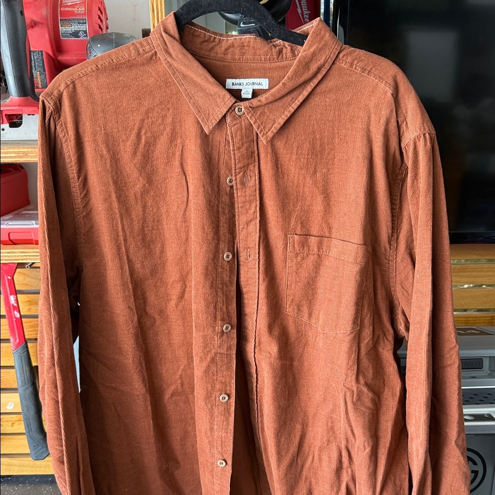 Banks Journal corduroy Men's Rust Shirt xl